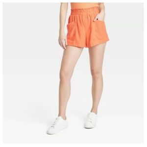 Women's High-Rise Linen Pull-on Shorts - a New Day Orange nwt